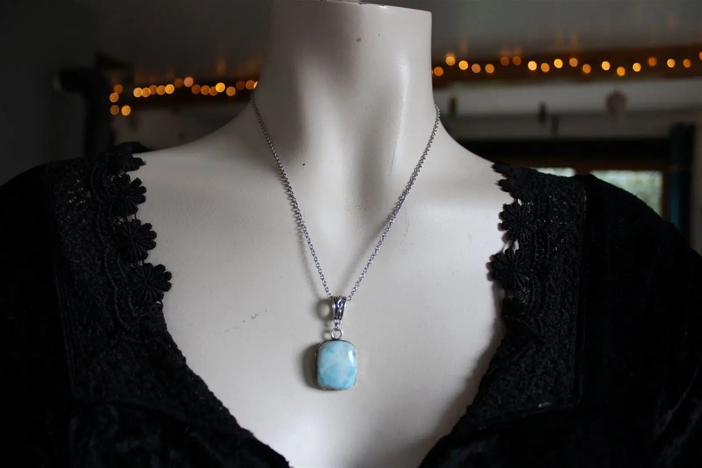Collier avec larimar - Aurore Lune 