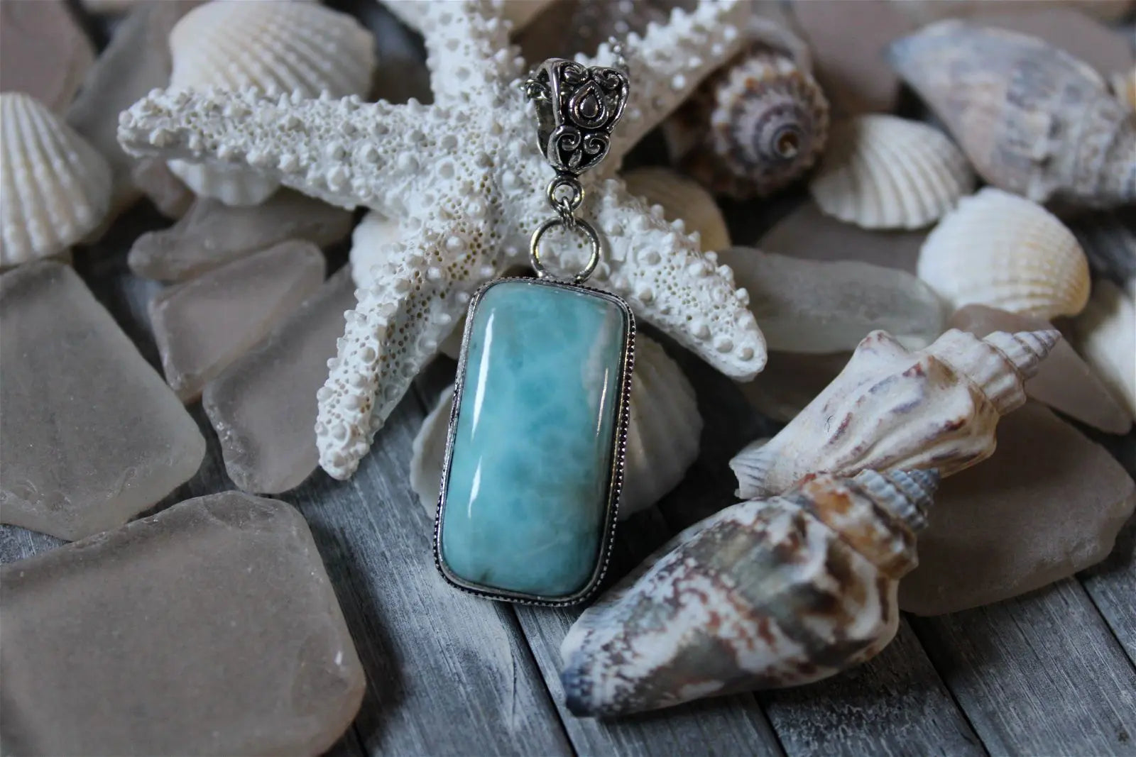 Collier avec larimar - Aurore Lune 