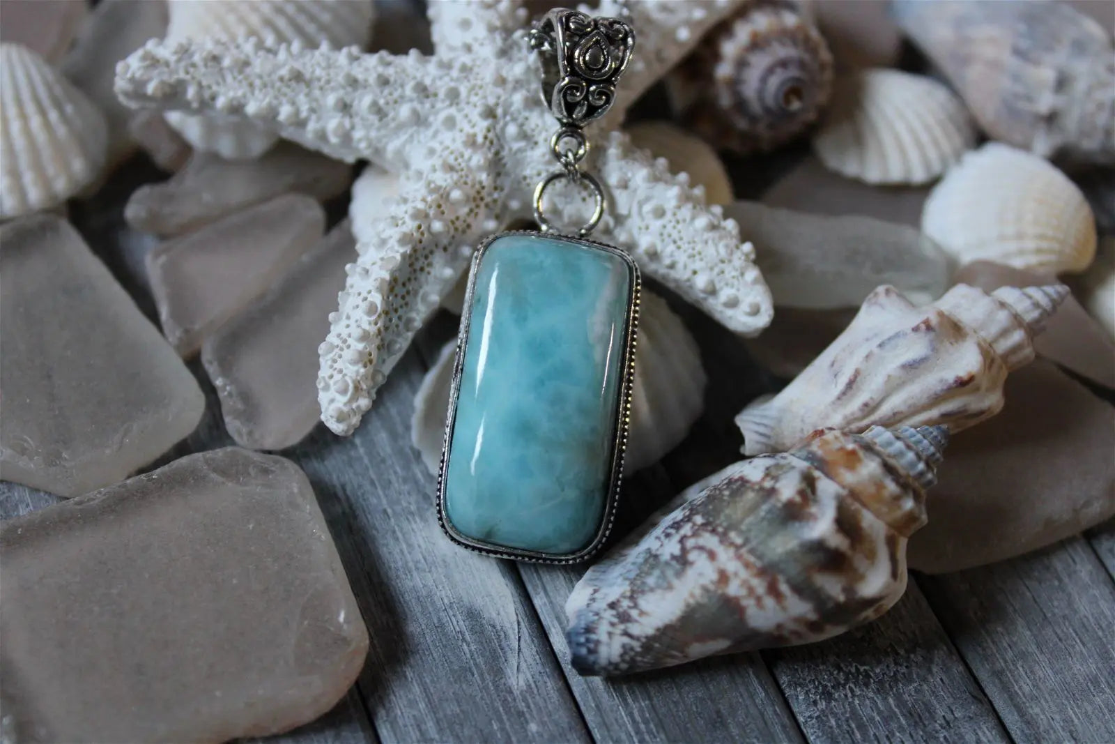 Collier avec larimar - Aurore Lune 