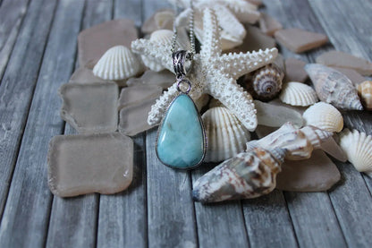 Collier avec larimar - Aurore Lune 