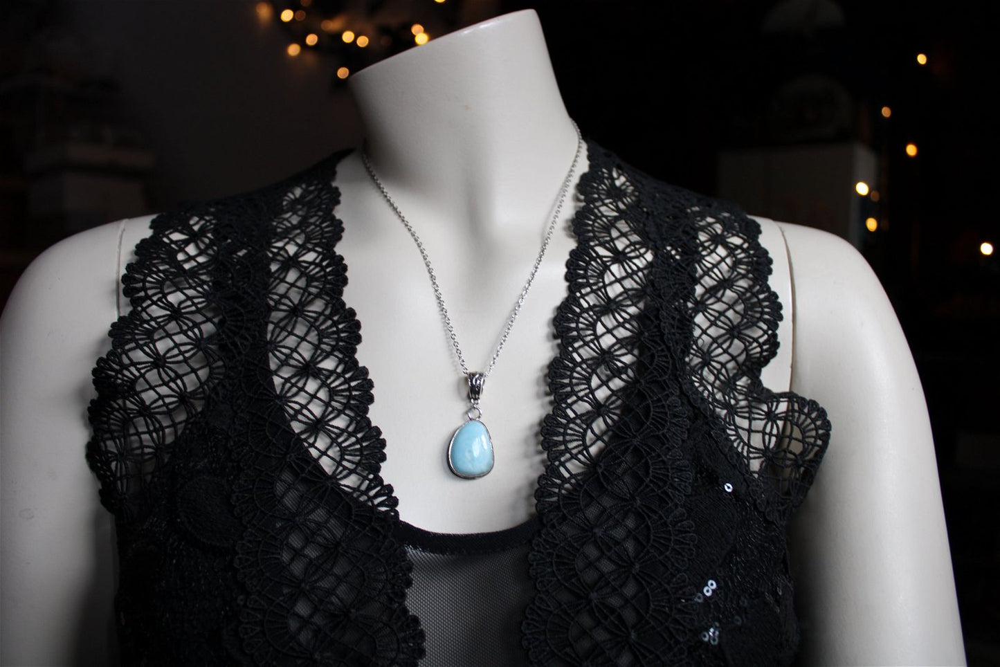 Collier avec larimar - Aurore Lune 