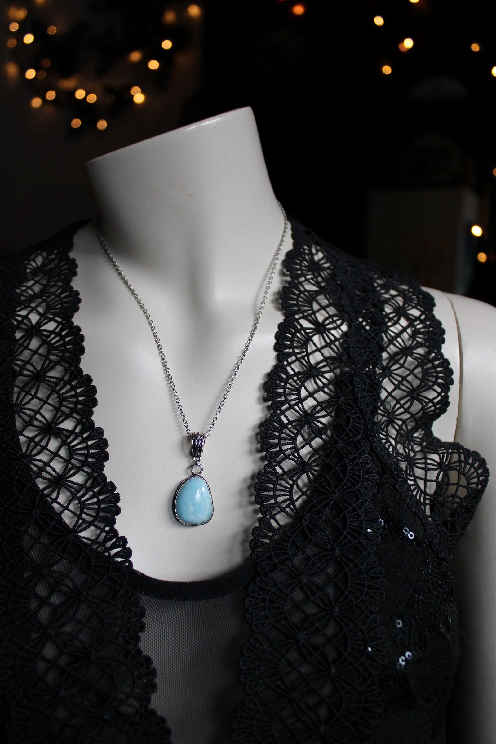 Collier avec larimar - Aurore Lune 