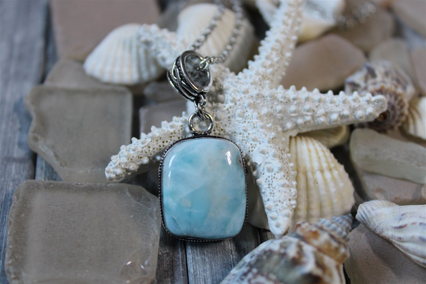 Collier avec larimar - Aurore Lune 