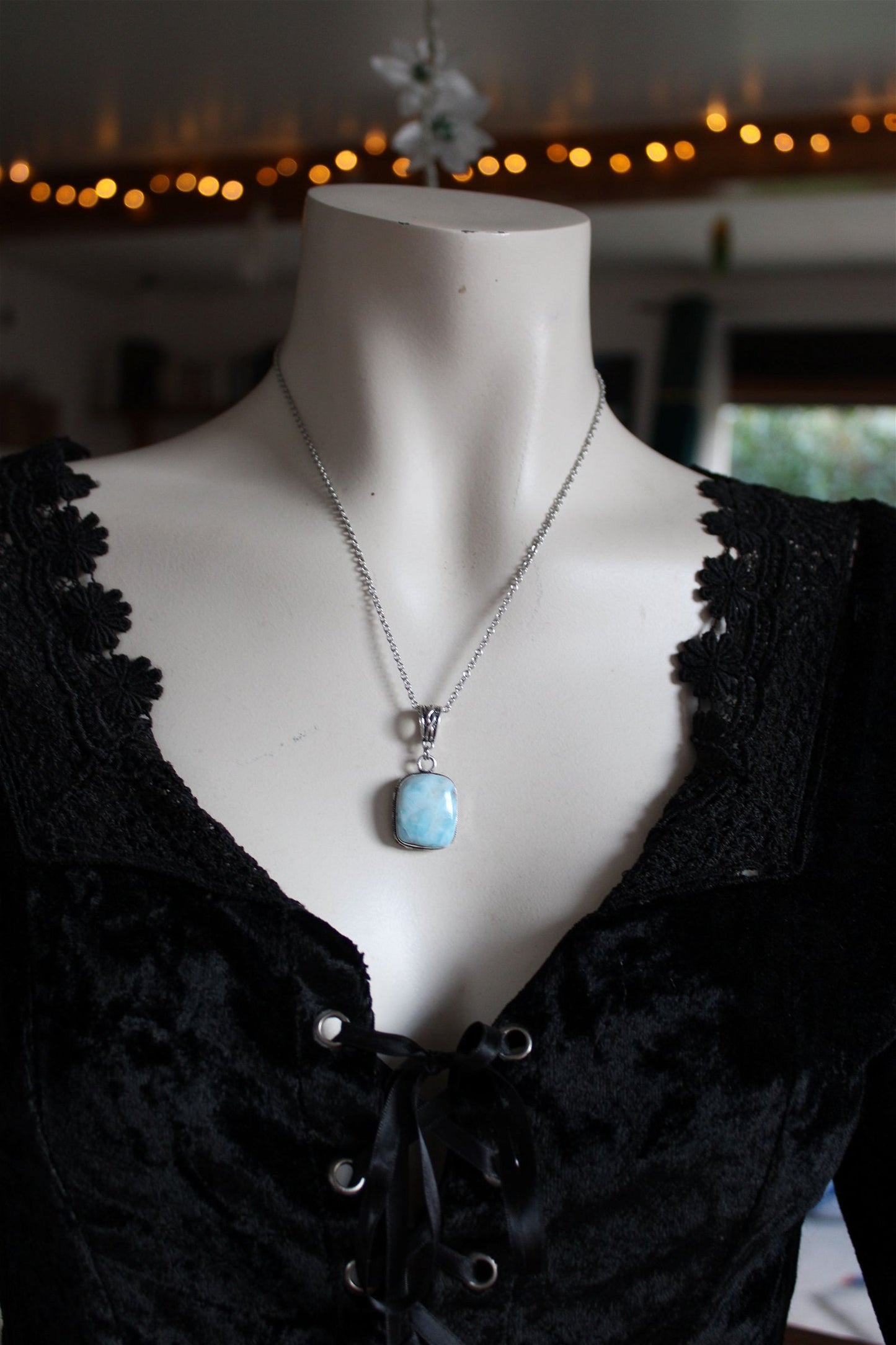 Collier avec larimar - Aurore Lune 