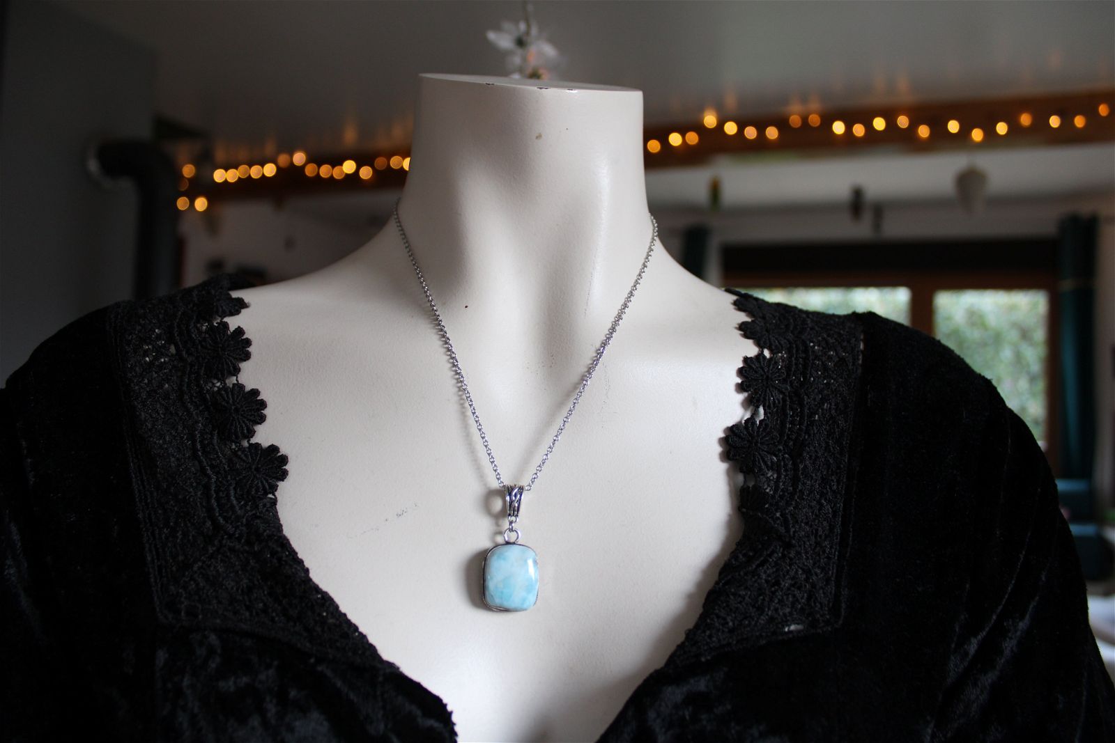 Collier avec larimar - Aurore Lune 