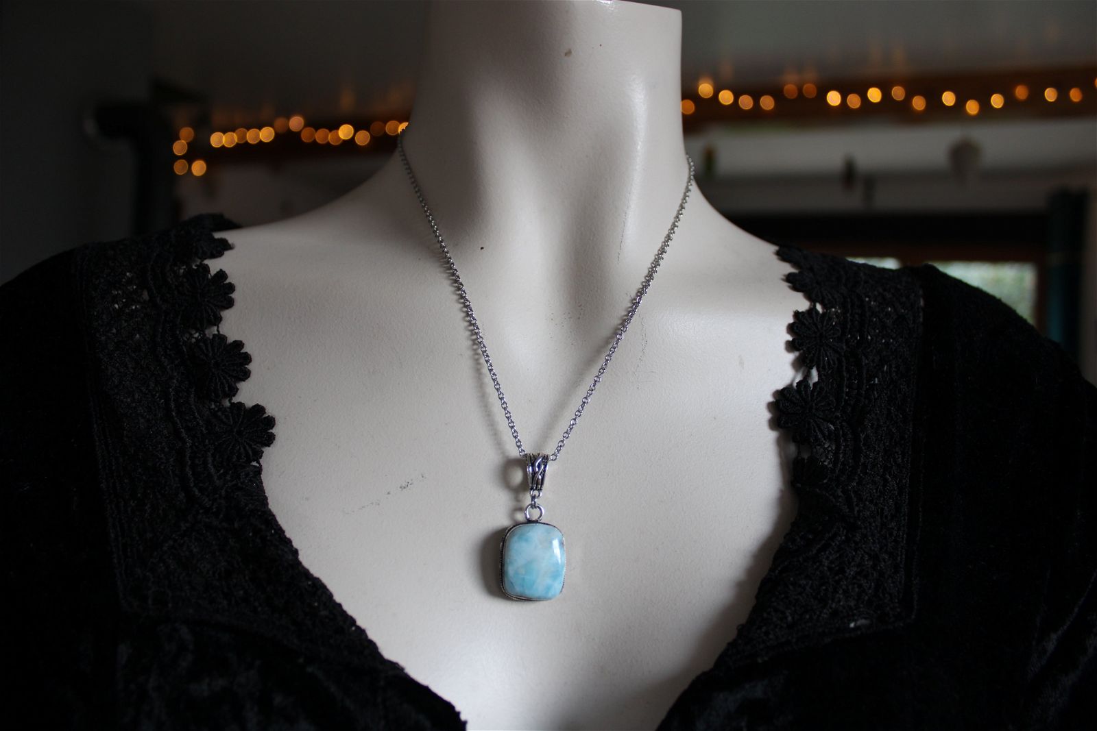 Collier avec larimar - Aurore Lune 