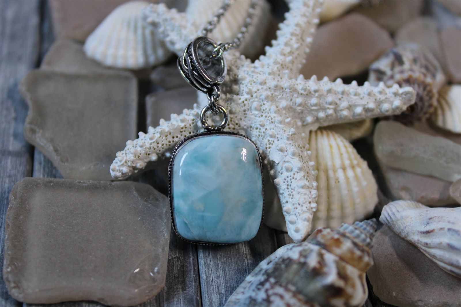 Collier avec larimar - Aurore Lune 