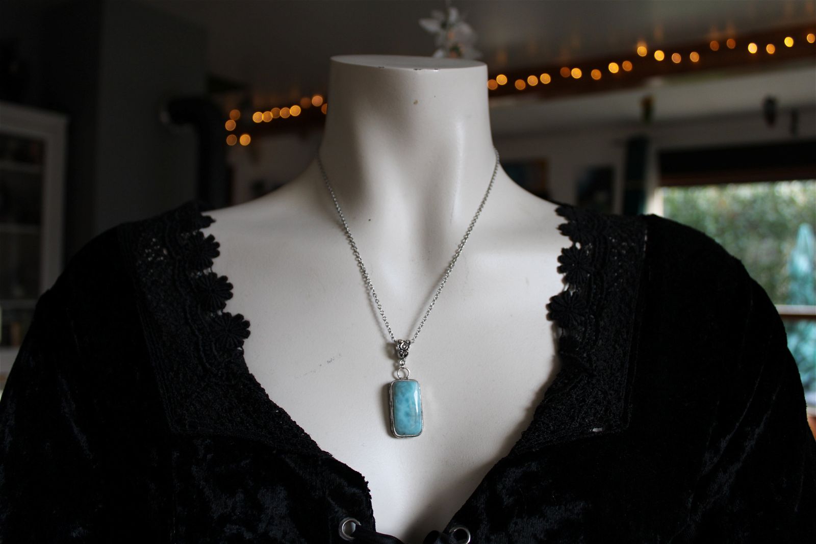 Collier avec larimar - Aurore Lune 