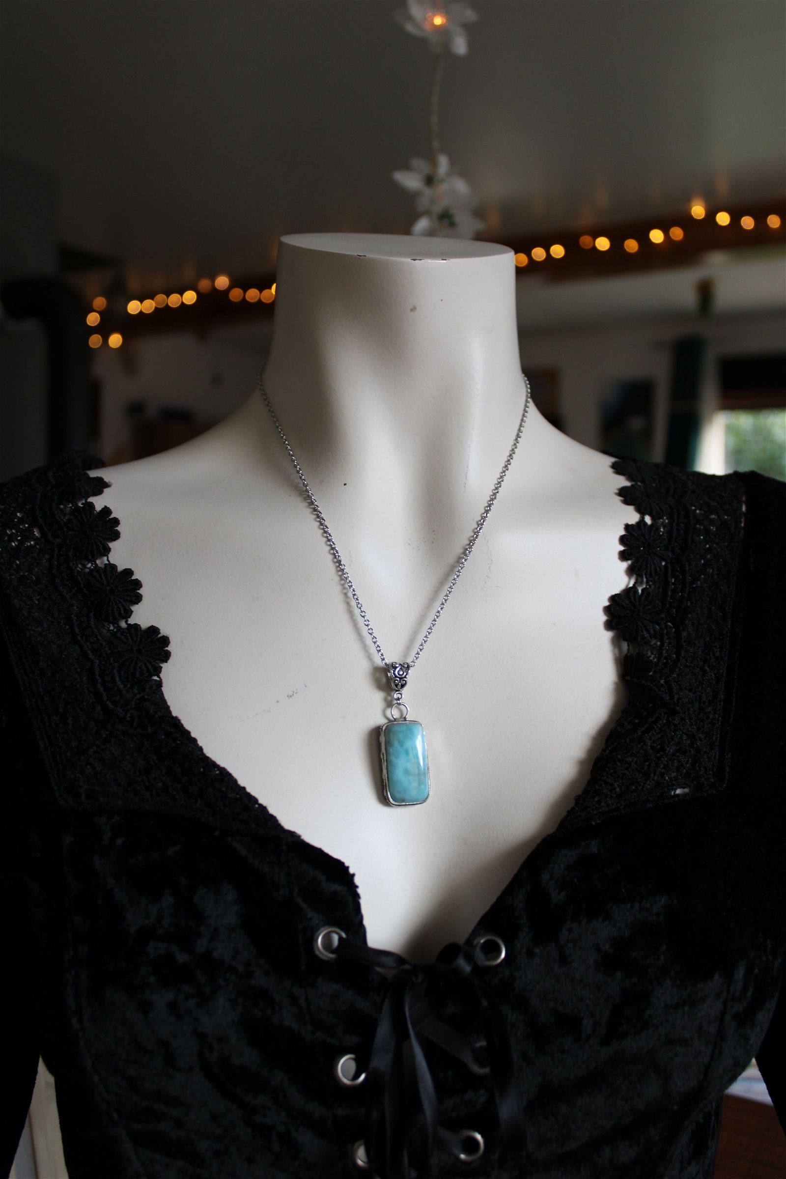 Collier avec larimar - Aurore Lune 