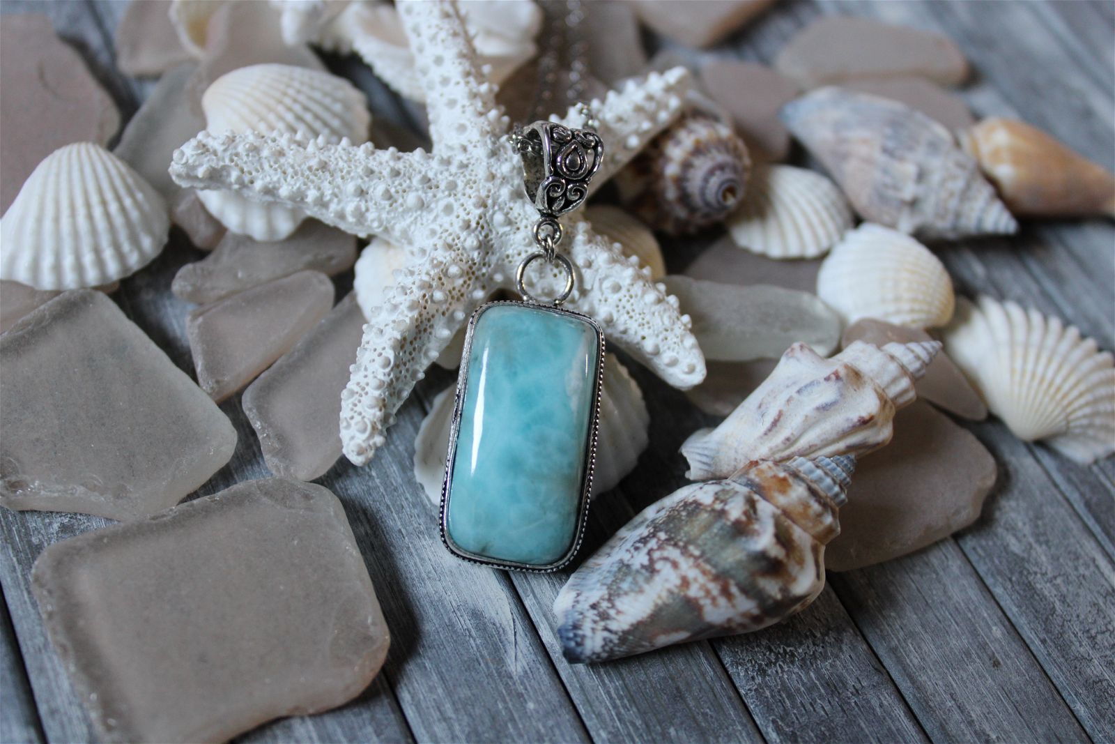 Collier avec larimar - Aurore Lune 