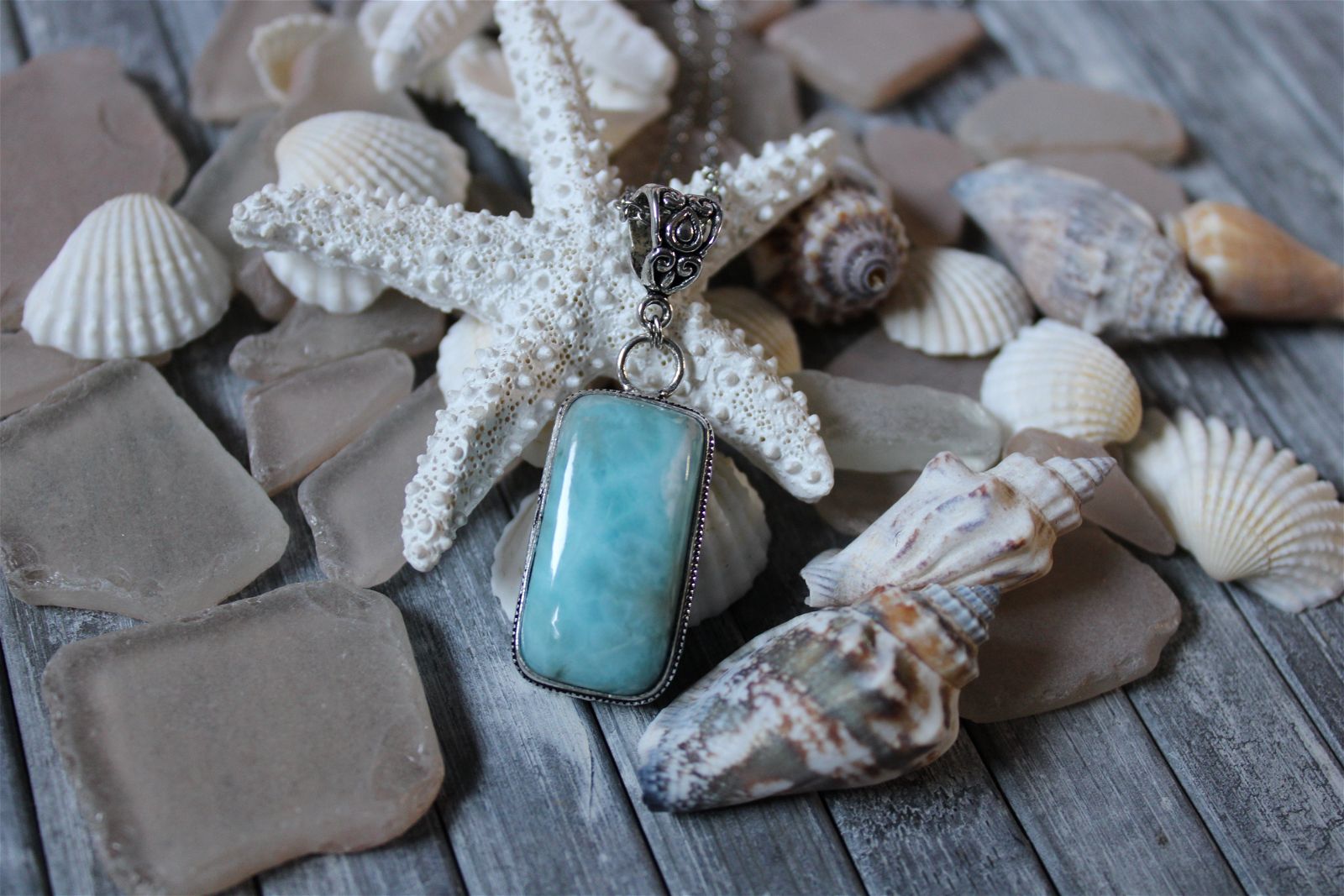 Collier avec larimar - Aurore Lune 