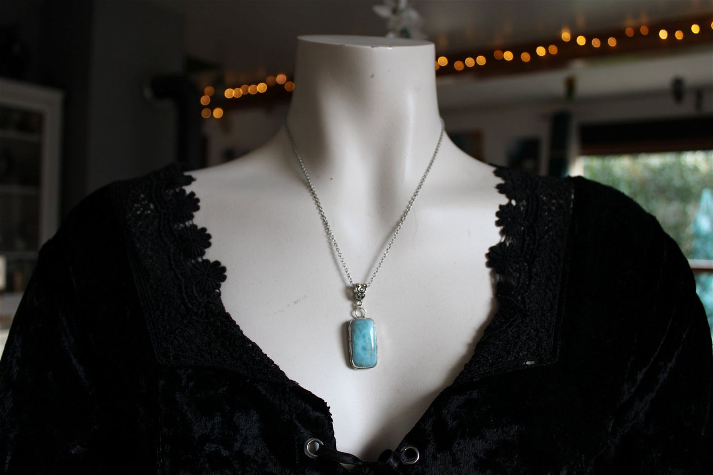 Collier avec larimar - Aurore Lune 