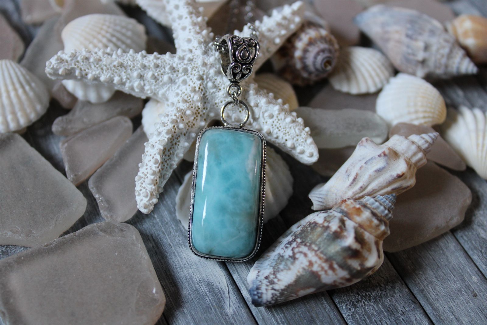 Collier avec larimar - Aurore Lune 