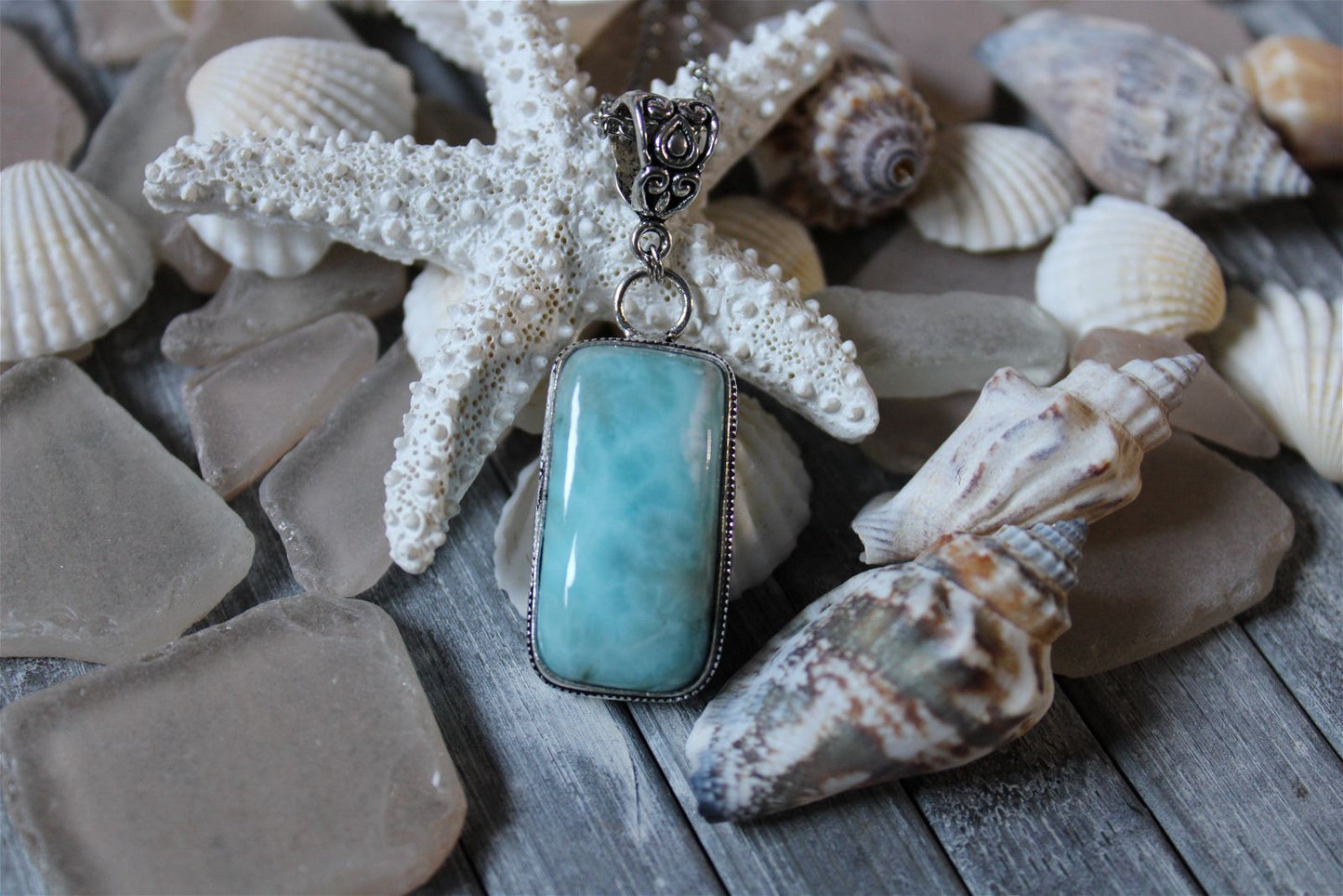 Collier avec larimar - Aurore Lune 