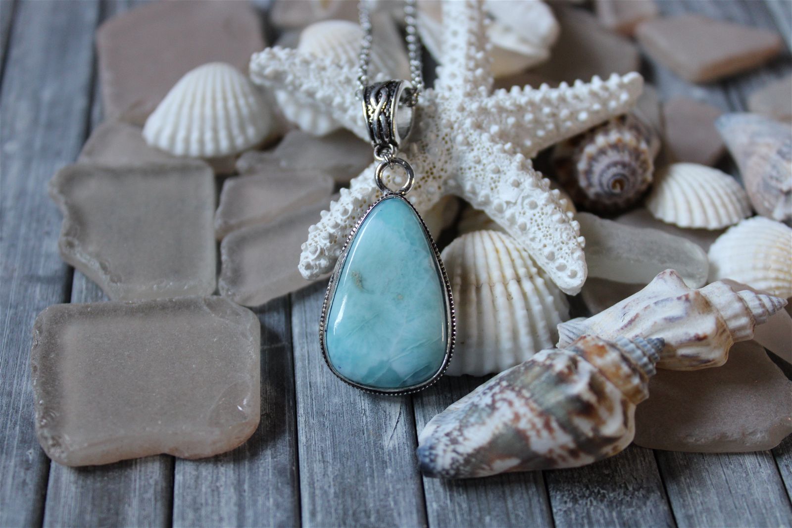 Collier avec larimar - Aurore Lune 