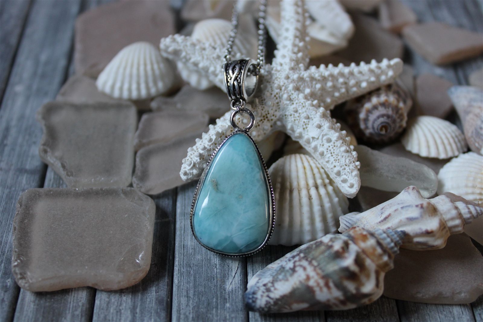 Collier avec larimar - Aurore Lune 