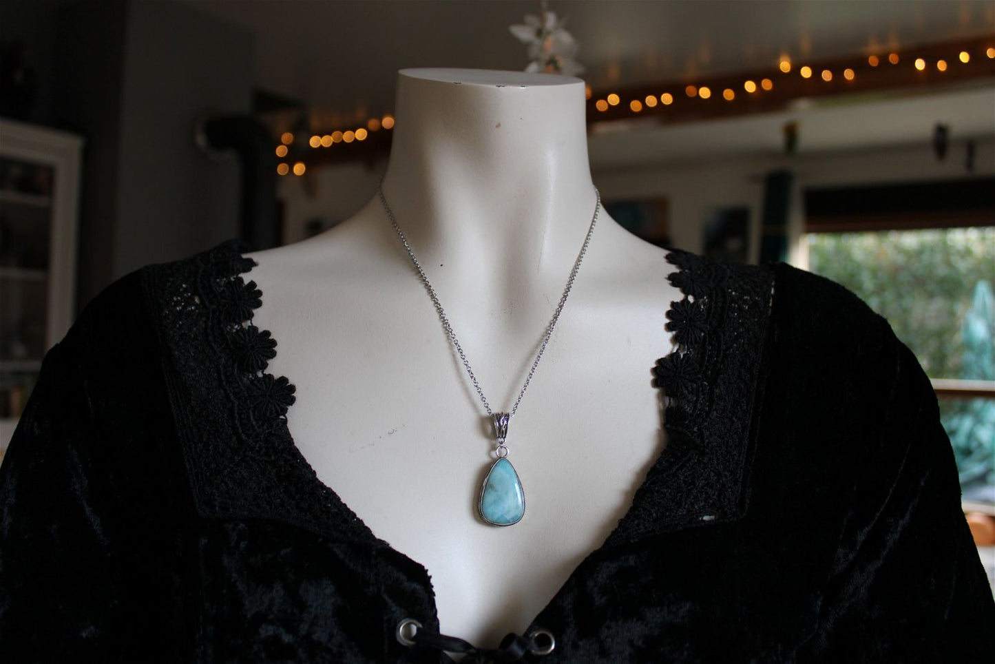 Collier avec larimar - Aurore Lune 