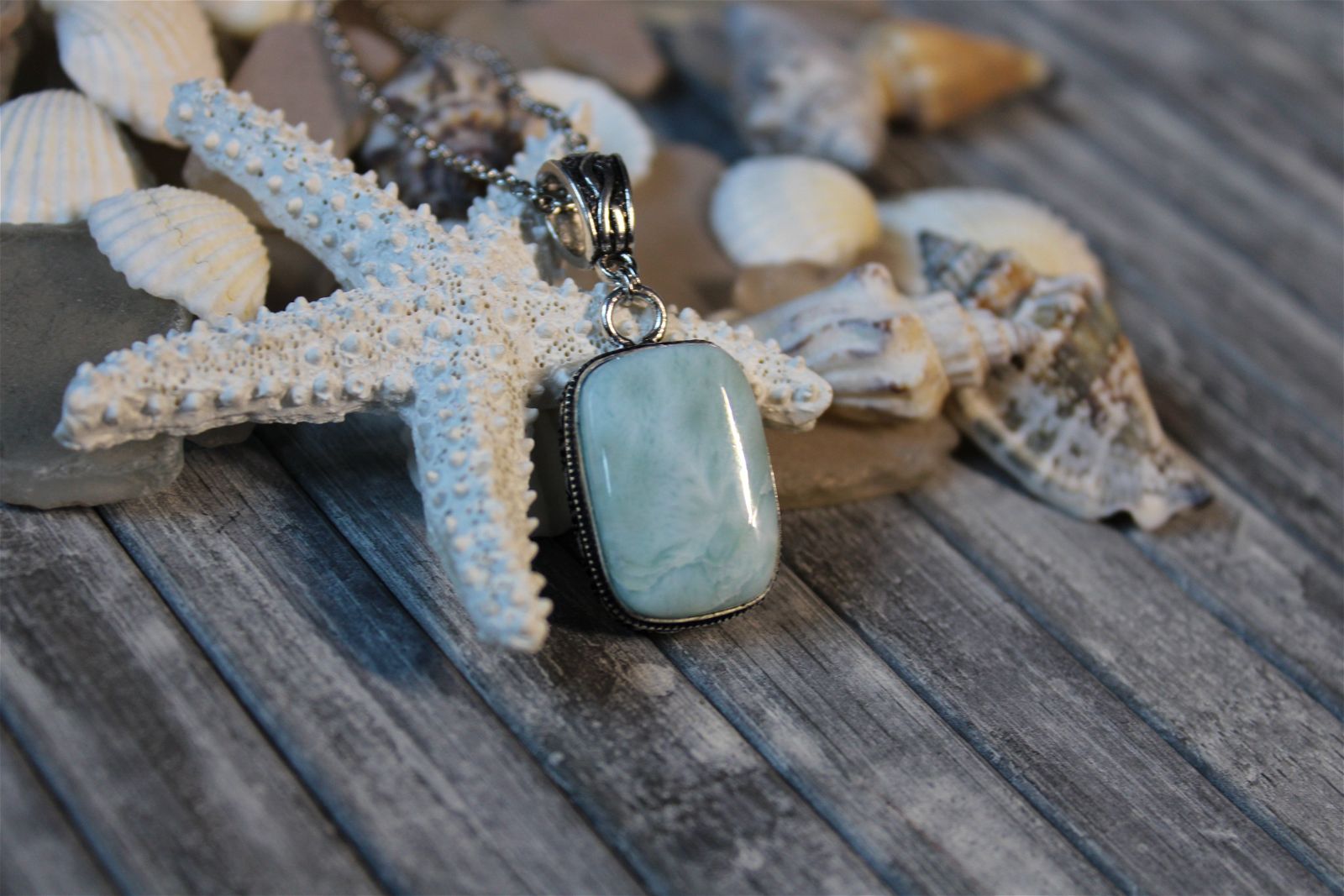 Collier avec larimar - Aurore Lune 