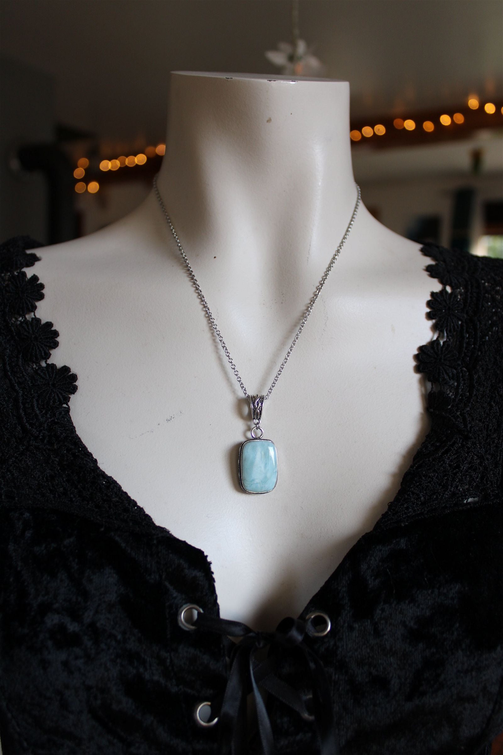 Collier avec larimar - Aurore Lune 