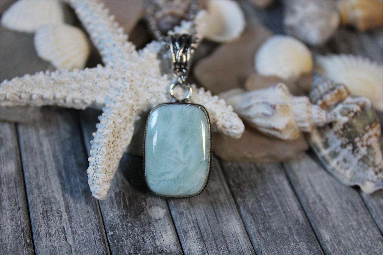 Collier avec larimar - Aurore Lune 