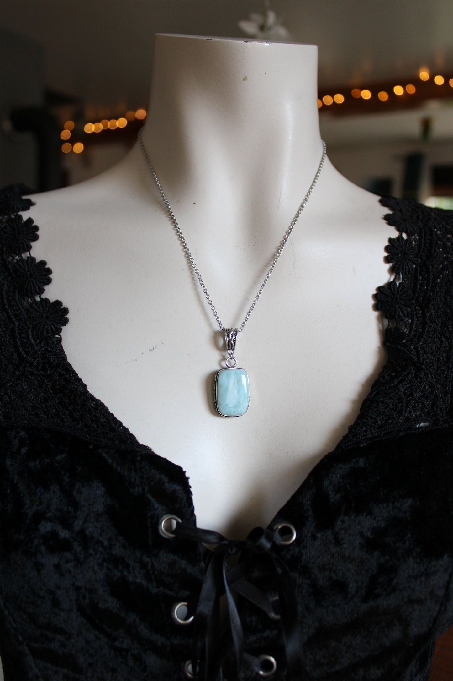 Collier avec larimar - Aurore Lune 