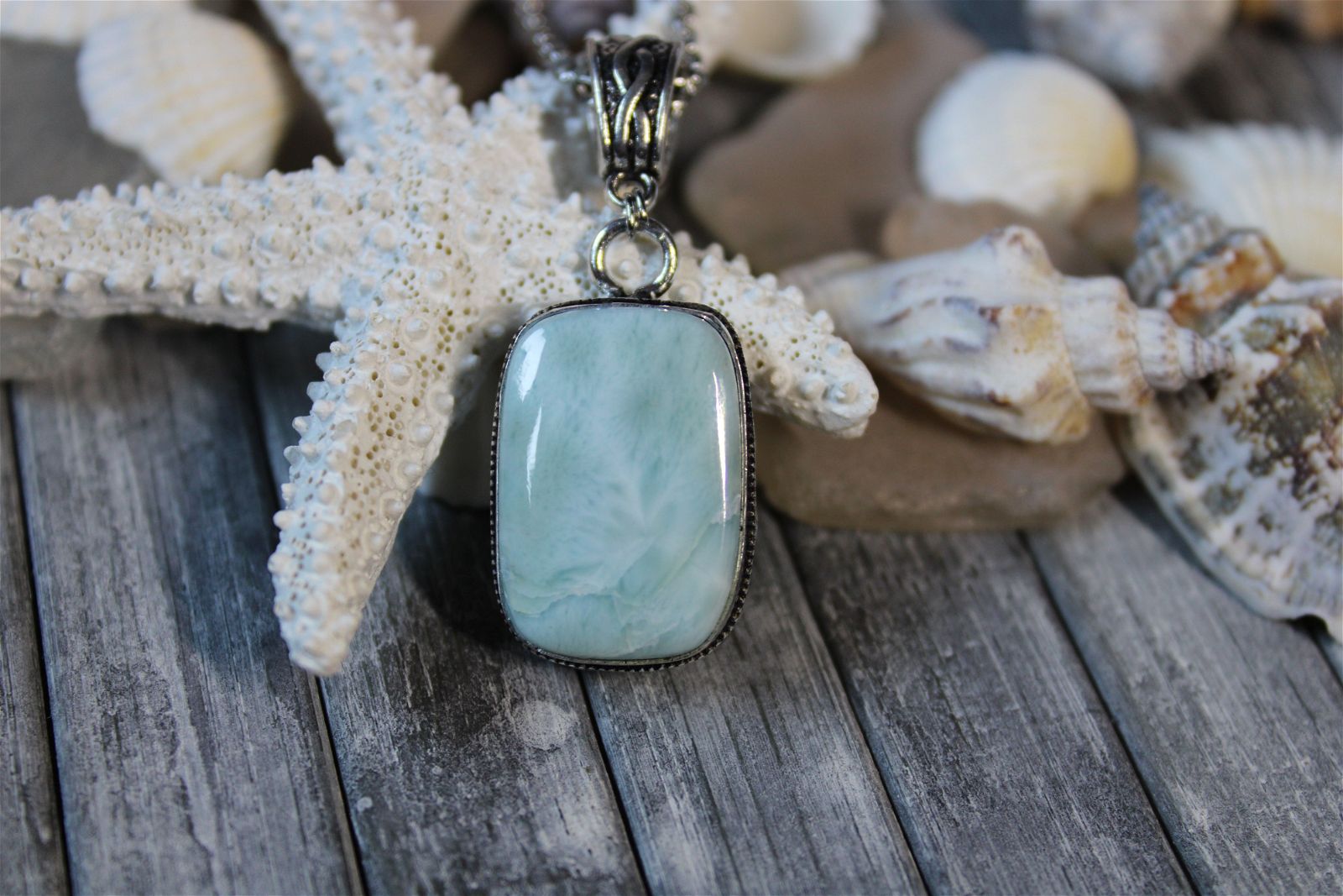 Collier avec larimar - Aurore Lune 