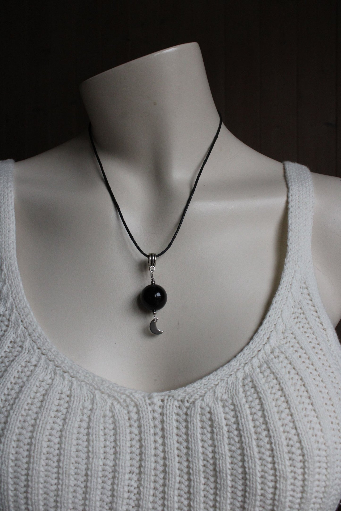 Collier avec obsidienne arc en ciel ou oeil céleste - Aurore Lune 