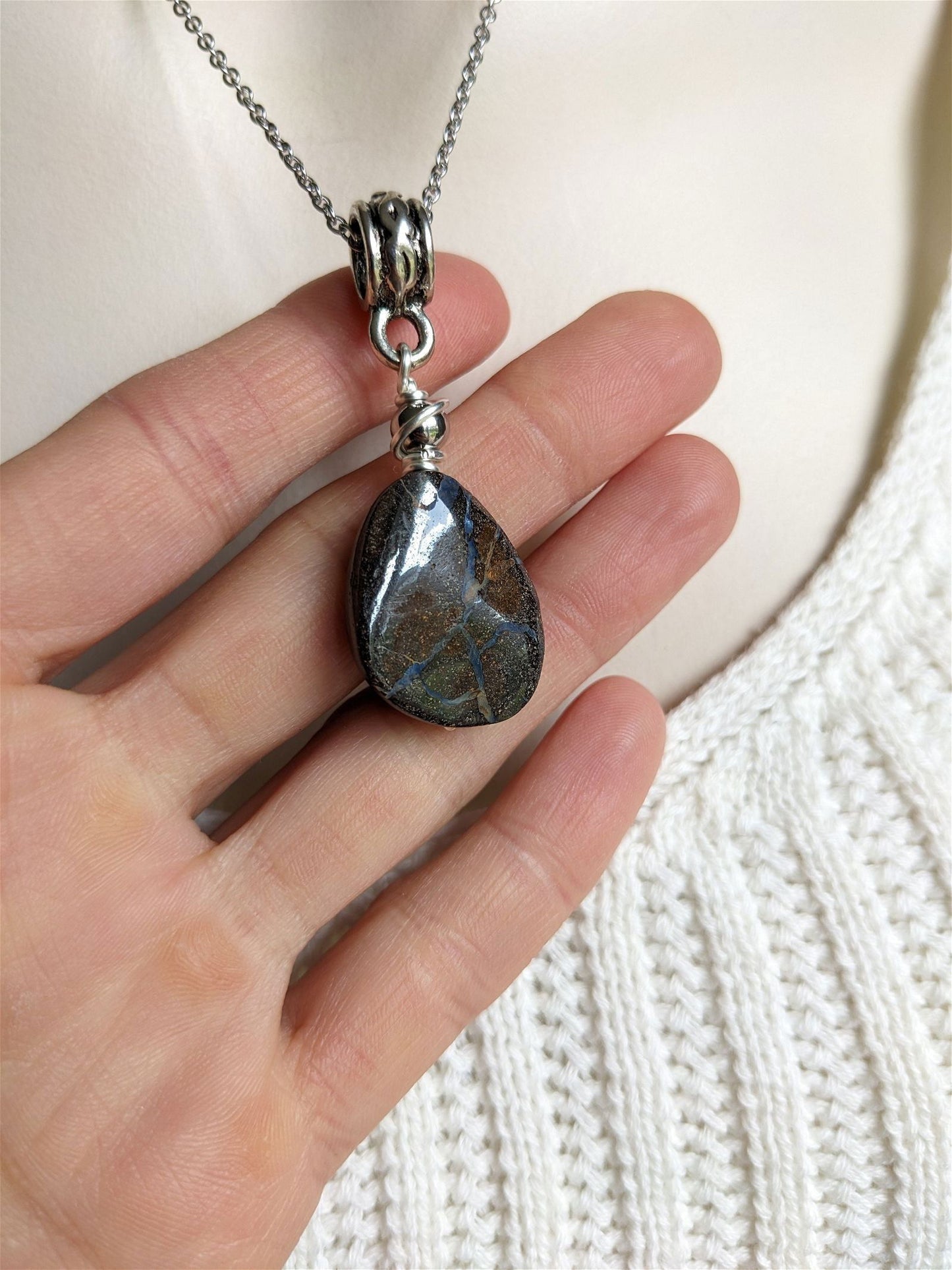 Collier avec opale boulder - Aurore Lune 