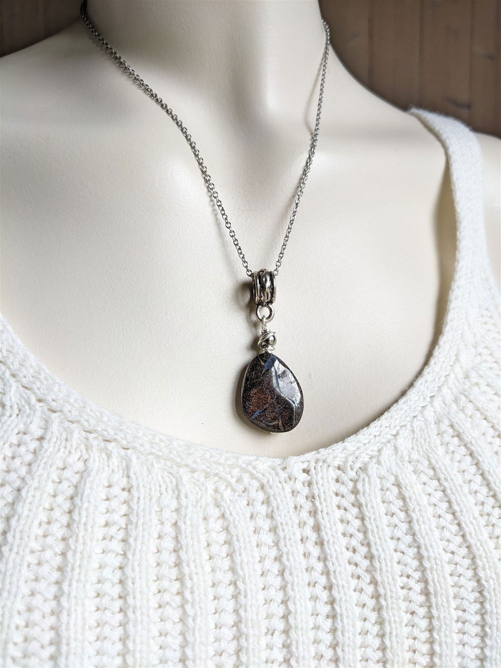 Collier avec opale boulder - Aurore Lune 