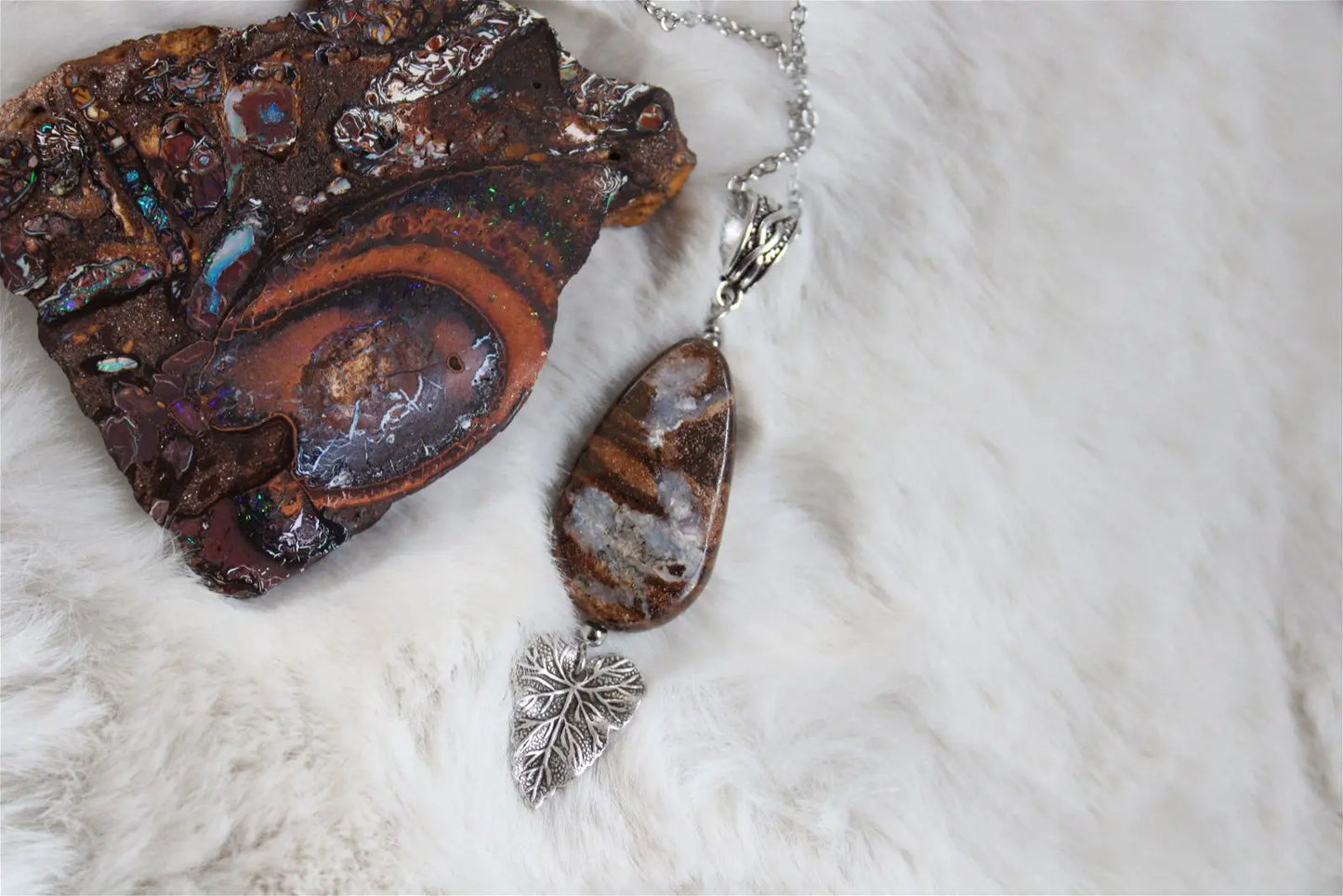 Collier avec opale boulder - Aurore Lune 