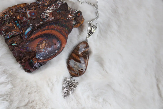 Collier avec opale boulder - Aurore Lune 