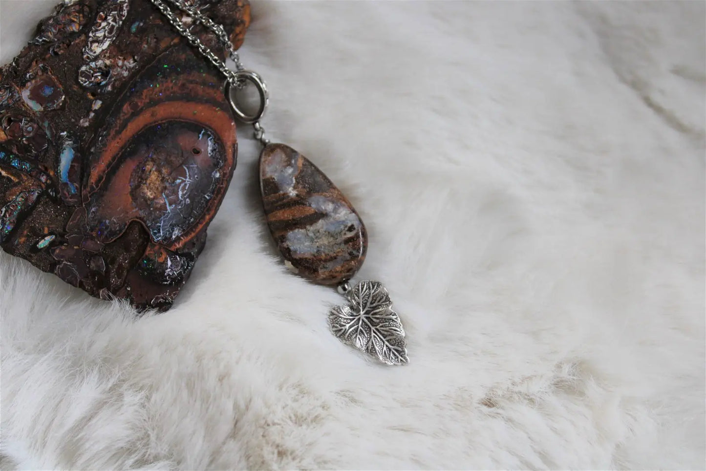 Collier avec opale boulder - Aurore Lune 
