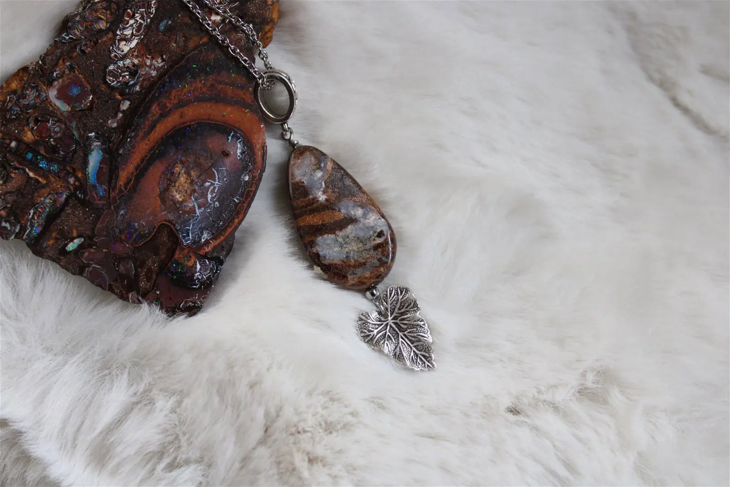 Collier avec opale boulder - Aurore Lune 