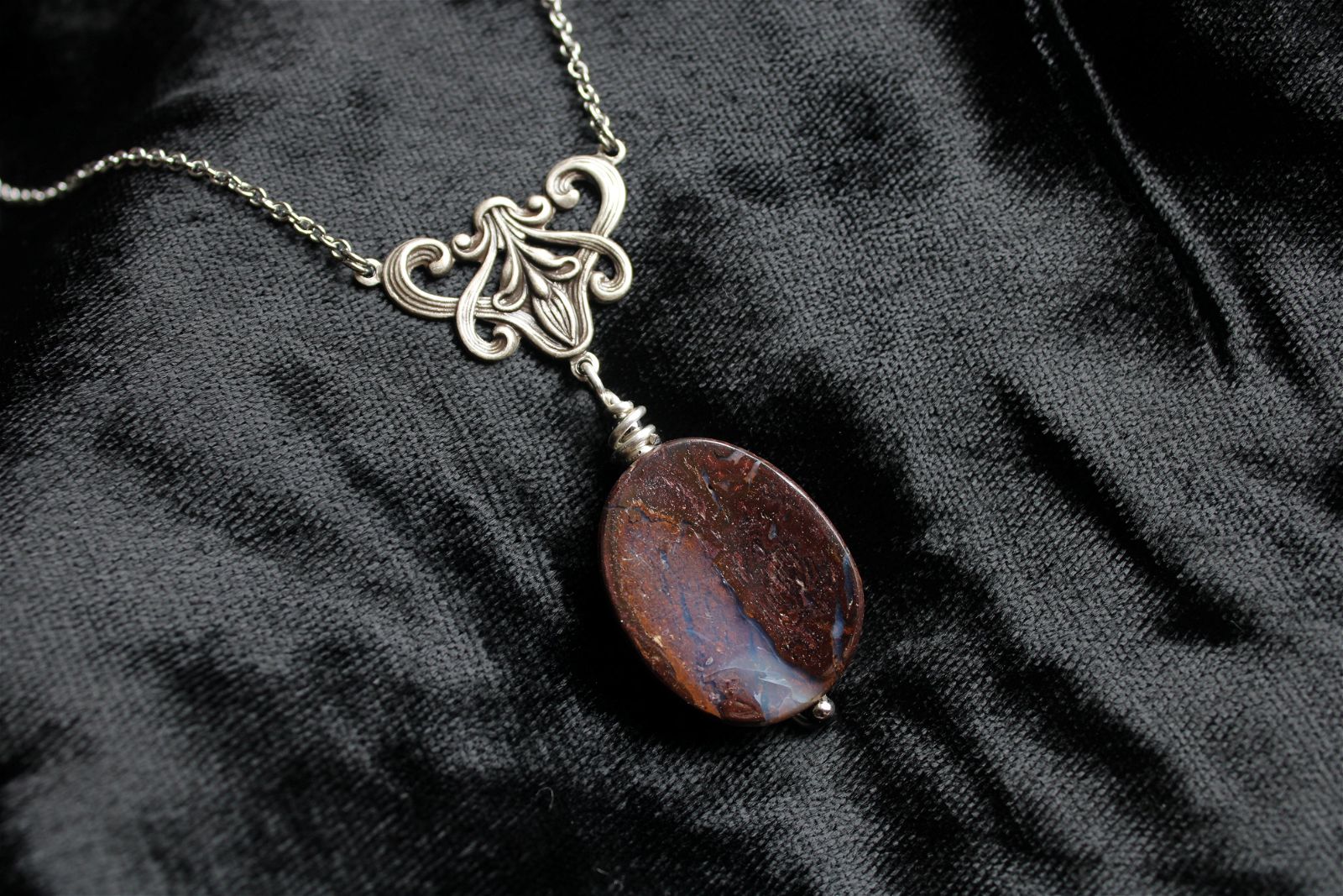 Collier avec opale boulder * Voie Lactée * - Aurore Lune 