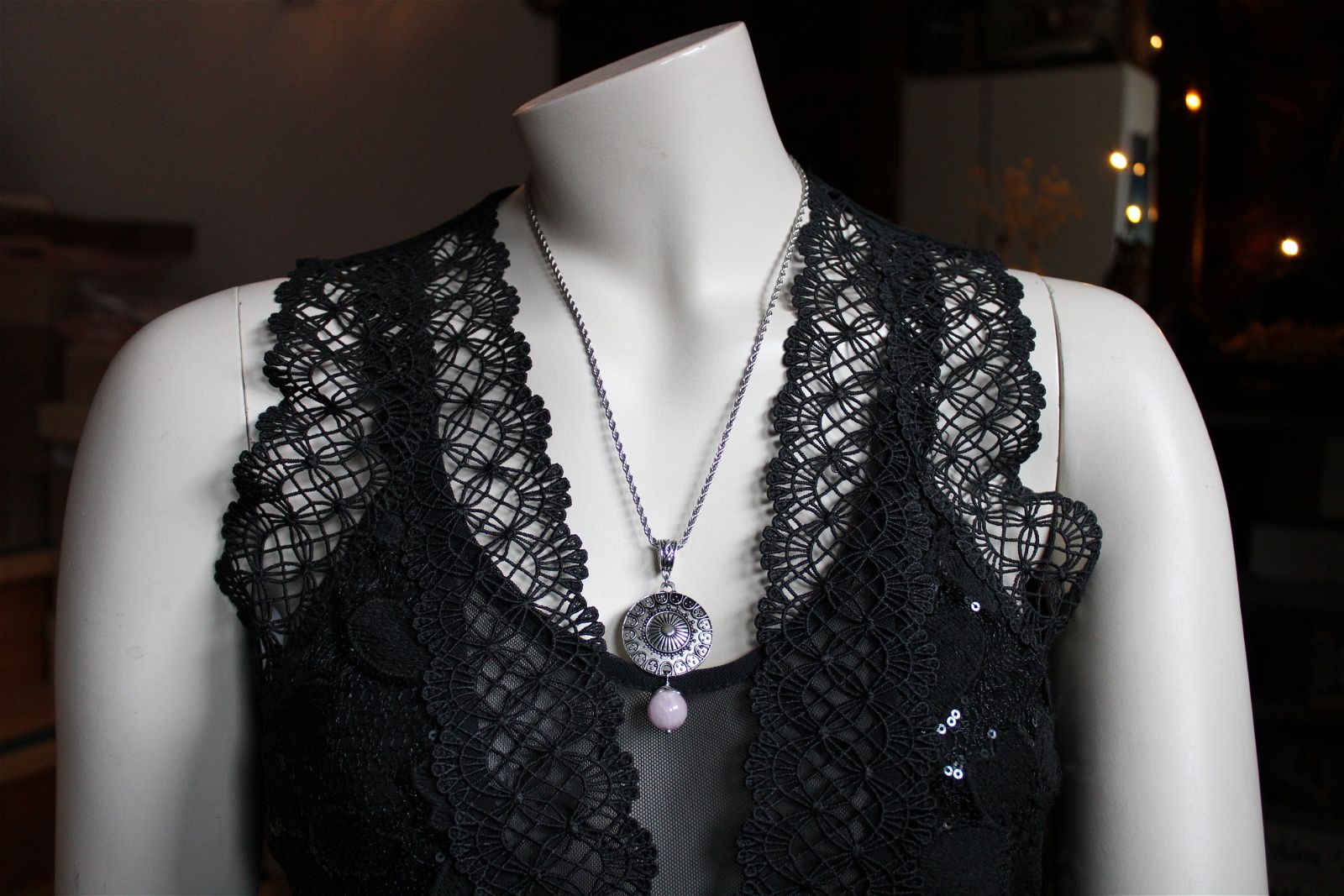 Collier avec perle de kunzite - - Aurore Lune 