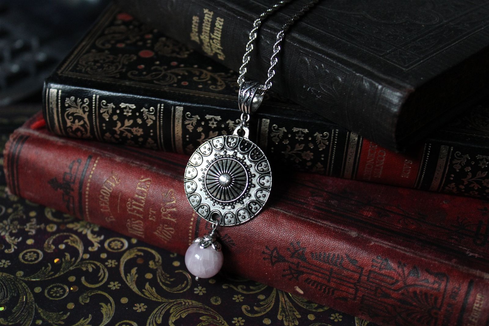 Collier avec perle de kunzite - - Aurore Lune 