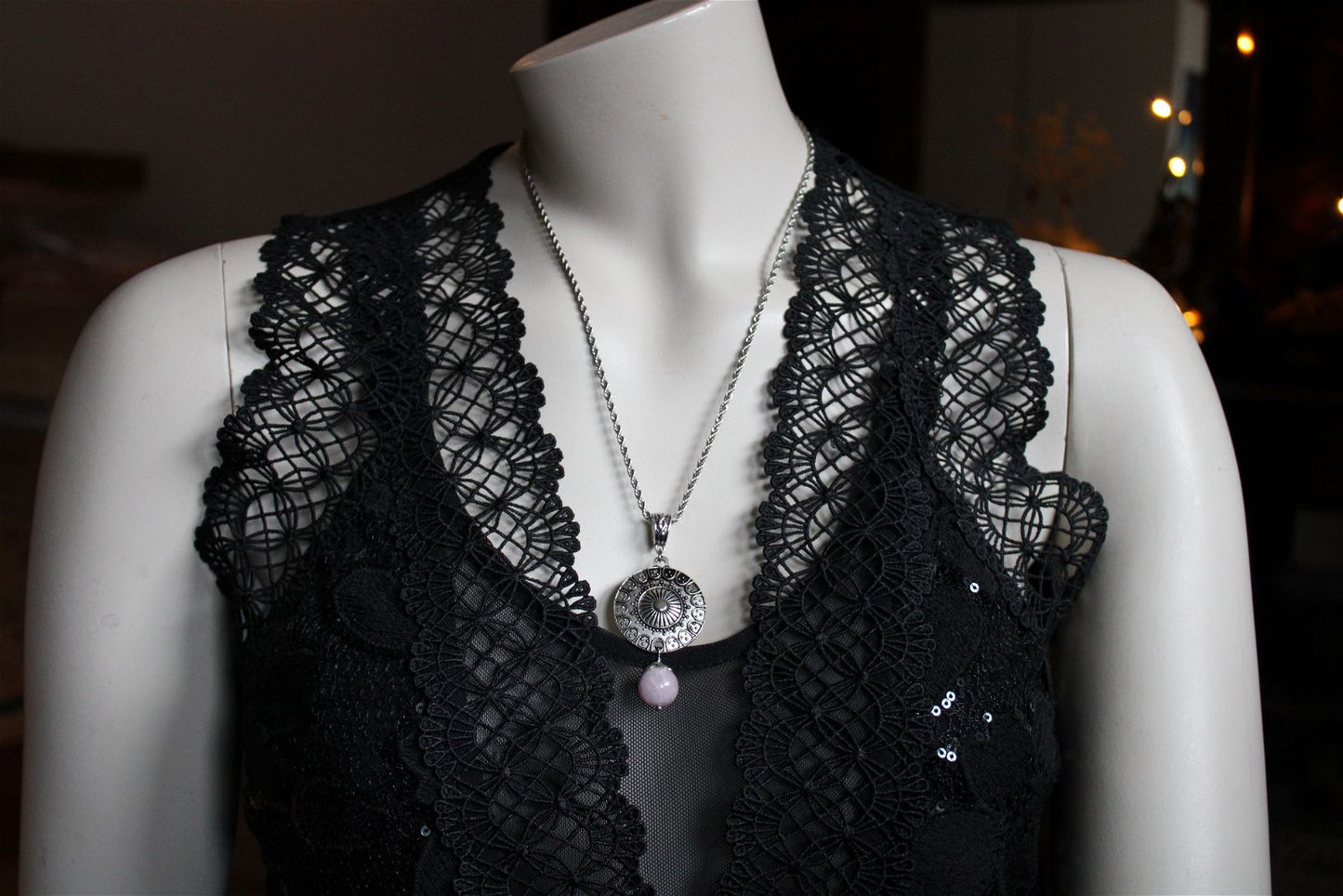 Collier avec perle de kunzite - - Aurore Lune 