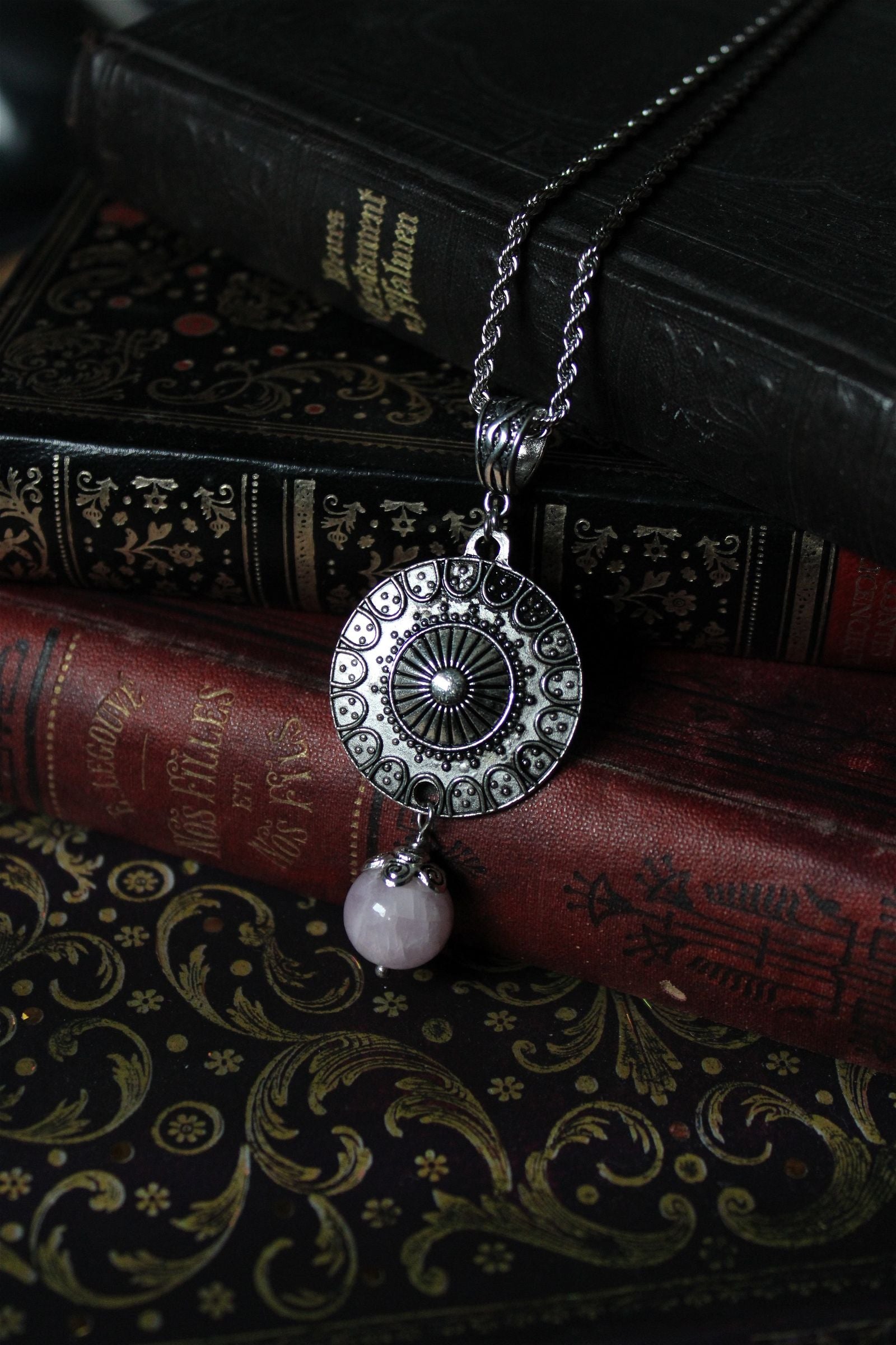 Collier avec perle de kunzite - - Aurore Lune 