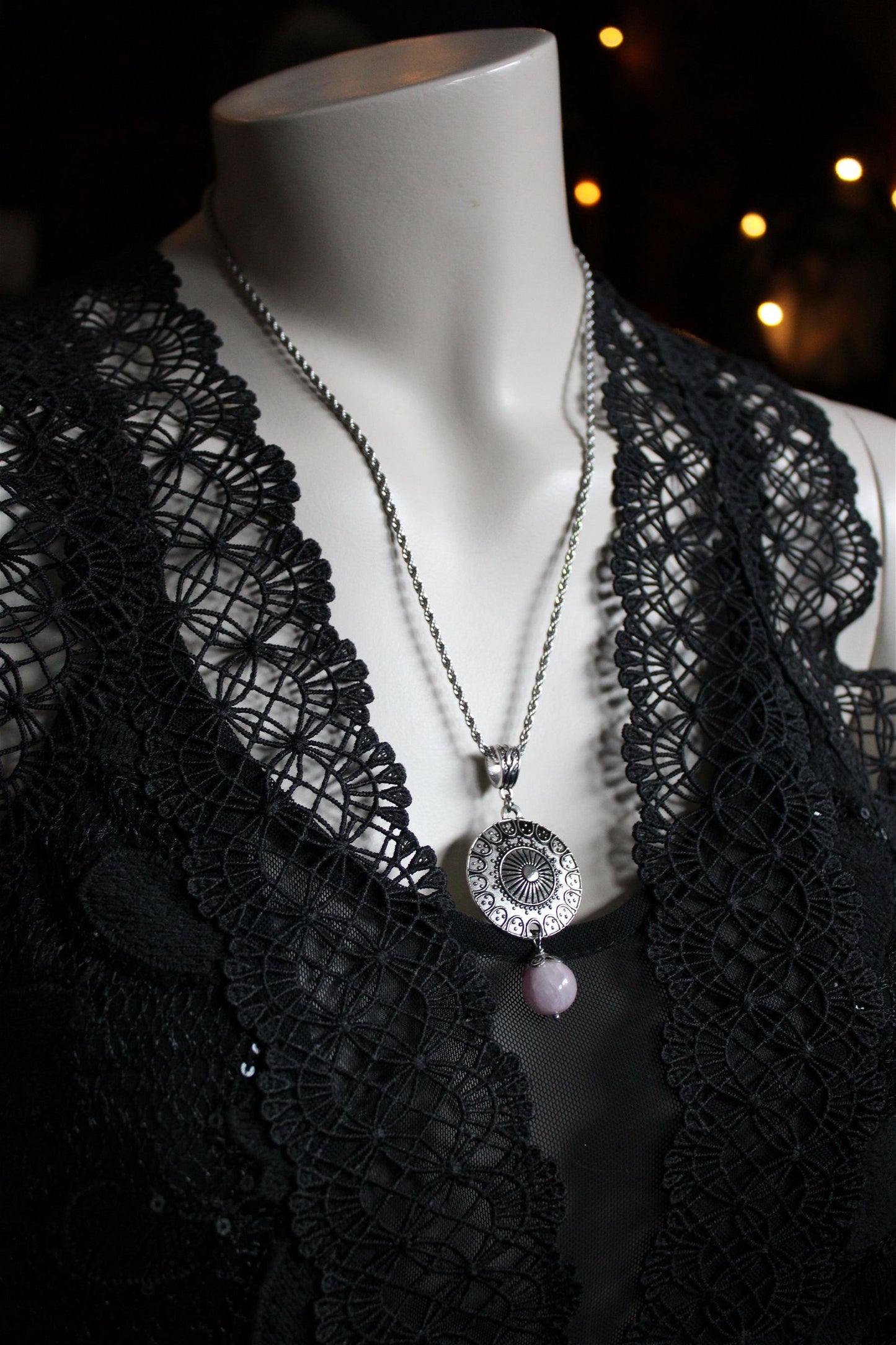 Collier avec perle de kunzite - - Aurore Lune 