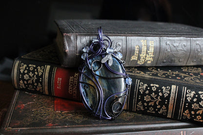 Collier avec pietersite et libellule - Aurore Lune 