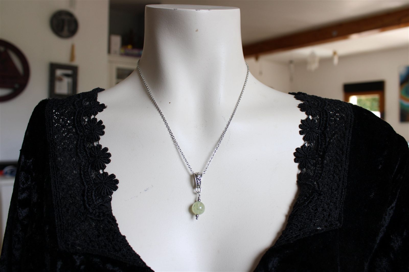 Collier avec prehnite - Aurore Lune 