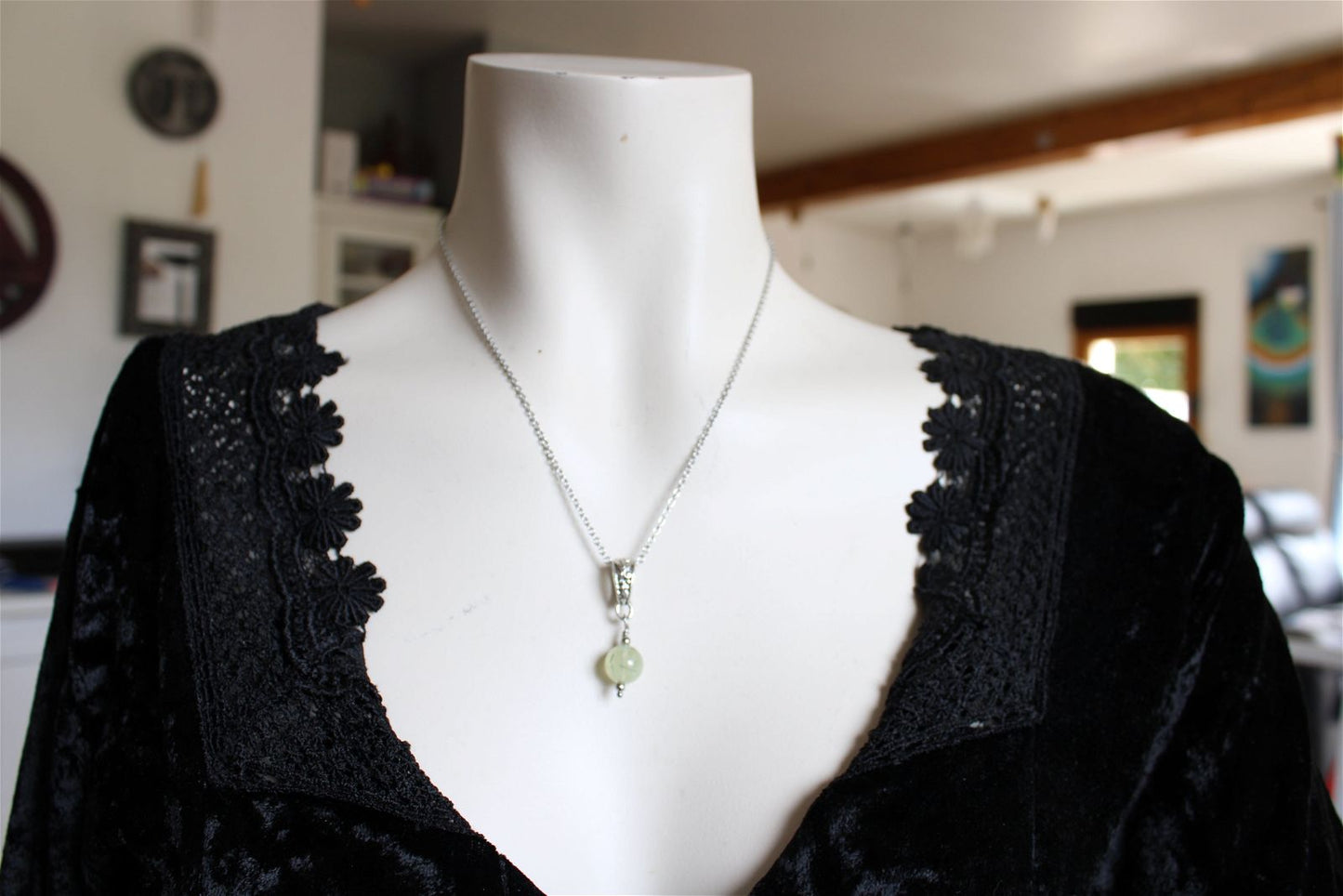 Collier avec prehnite - Aurore Lune 