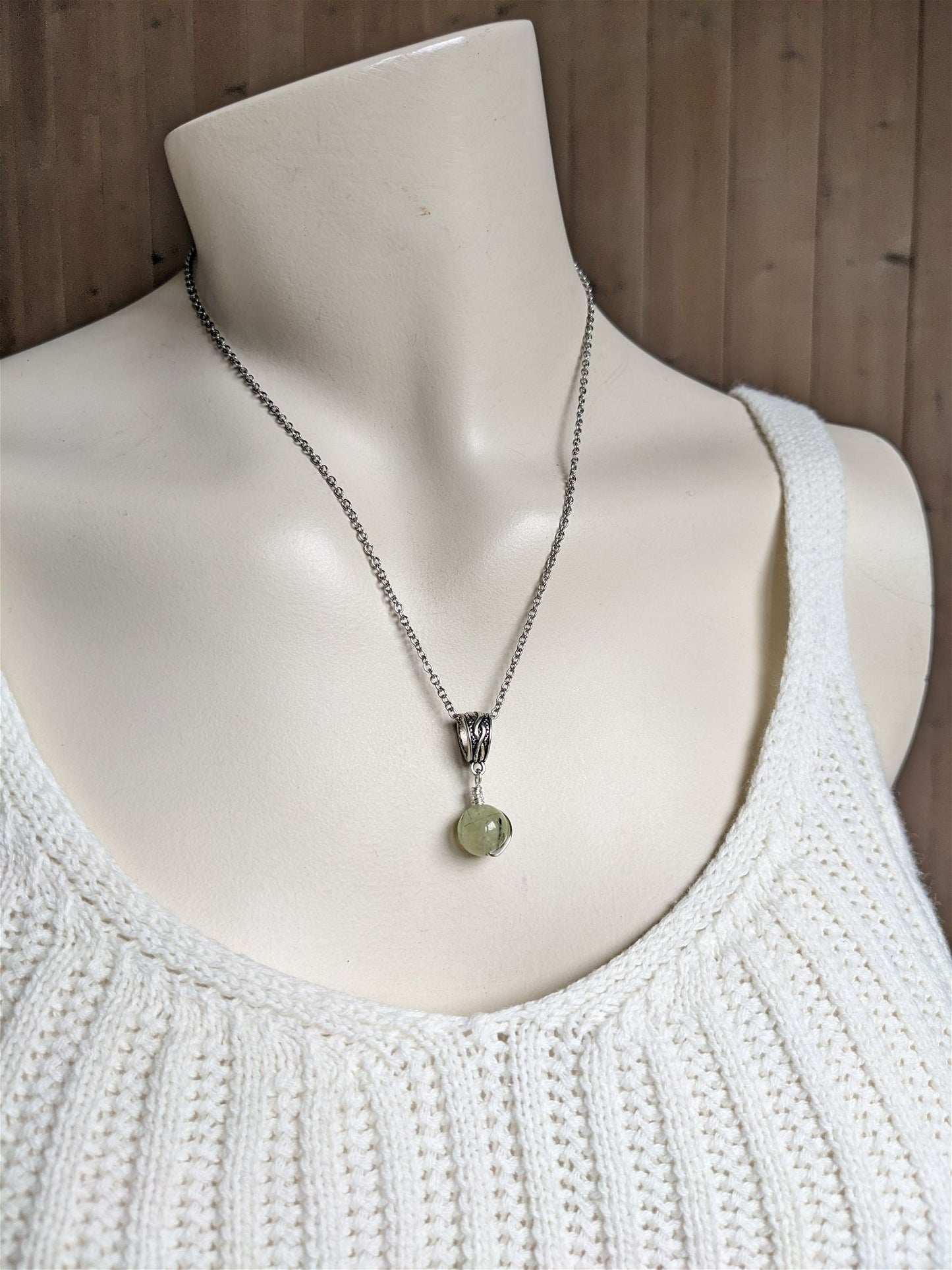 Collier avec prehnite - Aurore Lune 