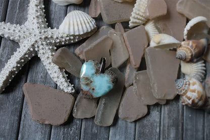 Collier coeur de larimar - Aurore Lune 
