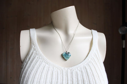 Collier cœur de larimar République Dominicaine - Aurore Lune 