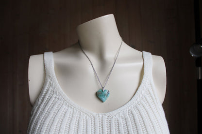 Collier cœur de larimar République Dominicaine - Aurore Lune 