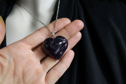 Collier coeur en améthyste - Aurore Lune 