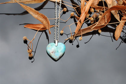 Collier coeur en larimar - Aurore Lune 
