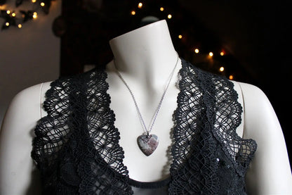 Collier coeur en sonora rhyolite - Aurore Lune 