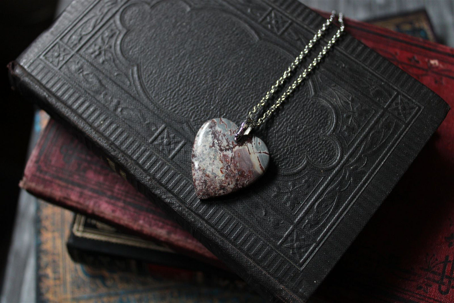 Collier coeur en sonora rhyolite - Aurore Lune 